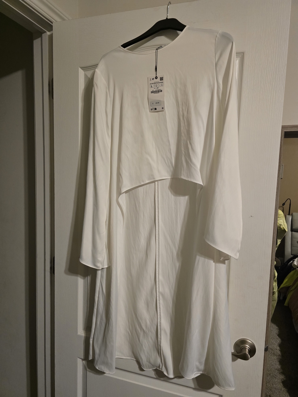 Zara White Hi-Low Asymetrical Blouse SZ LG - Picture 6 of 7
